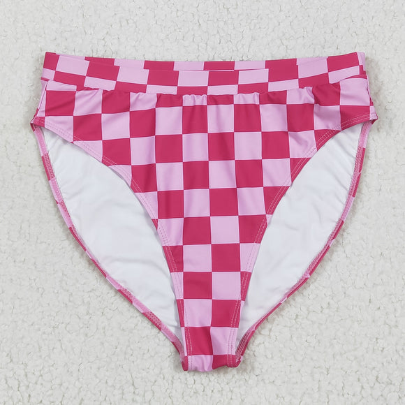 Hot Pink Plaid Adult Swimsuits-Bummie