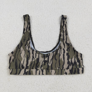 Army Green Camo Adult Swimsuits-Top