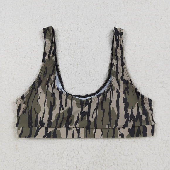 Army Green Camo Adult Swimsuits-Top