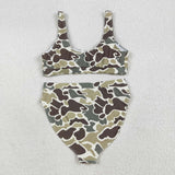Camo Brown Green Adult Swimsuits