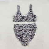 Dark Brown Green Camo Adult Swimsuits