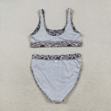 Dark Brown Green Camo Adult Swimsuits