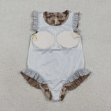 Deer Bear Trees Ruffles Girls Swimsuits