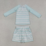 Stripe Bluish Boys Swimming Trunks Sets