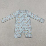 Fishing Dog Sky Blue Boys Swimsuits