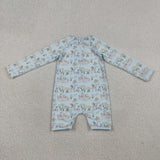 Fishing Dog Sky Blue Boys Swimsuits