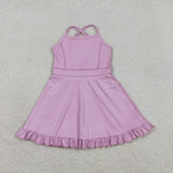 Solid Lavender Athletic Shorts Girls Swimsuits