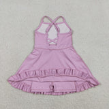 Solid Lavender Athletic Shorts Girls Swimsuits