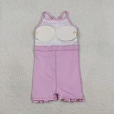 Solid Lavender Athletic Shorts Girls Swimsuits