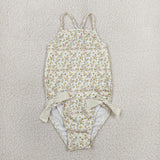 Floral Polka Dots Bows Girls Swimsuits