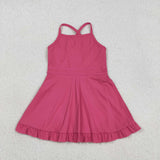 Solid Hot Pink Athletic Shorts Girls Swimsuits