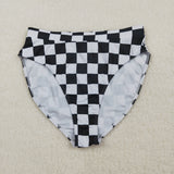 Black White Plaid Adult Swimsuits-Top Bummie
