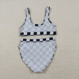 Black White Plaid Adult Swimsuits