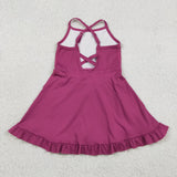 Solid Fuchsia Athletic Shorts Girls Swimsuits