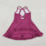 Solid Fuchsia Athletic Shorts Girls Swimsuits