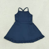 Solid Navy Athletic Shorts Girls Swimsuits