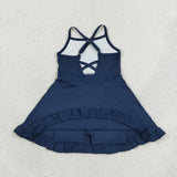 Solid Navy Athletic Shorts Girls Swimsuits