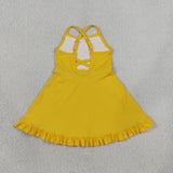 Solid Yellow Athletic Shorts Girls Swimsuits