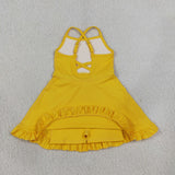 Solid Yellow Athletic Shorts Girls Swimsuits