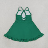 Solid Green Athletic Shorts Girls Swimsuits