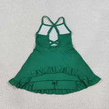 Solid Green Athletic Shorts Girls Swimsuits