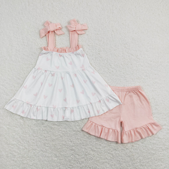 Heart Pink Ruffles Girls Valentines Outfits