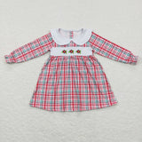 Floral Plaid Red Girls Christmas Dress