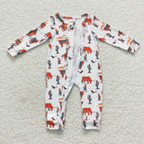 Rodeo Cow White Boys Fall Romper