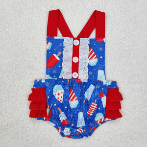 Popsicle Blue Red Girls 4th of July Romper