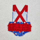 Popsicle Blue Red Girls 4th of July Romper