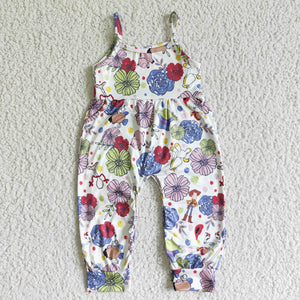 Promotional Cartoon White Girls Jumpsuit