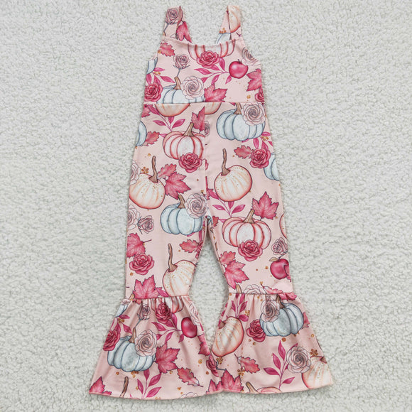 Pumpkin Leaves Pink Girls Jumpsuit