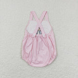 Bunny Stripe Pink Girls Easter Romper