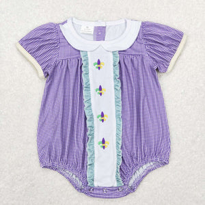 Purple Plaid Girls Mardi Gras Romper