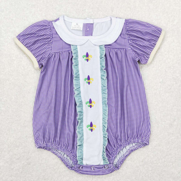 Purple Plaid Girls Mardi Gras Romper