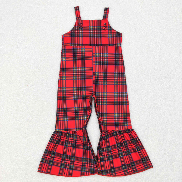 Red Black Plaid Girls Christmas Jumpsuit