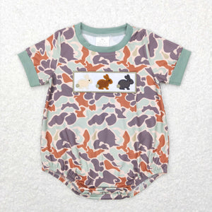 Bunny Camo Boys Easter Romper