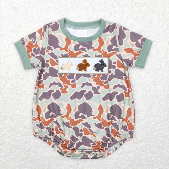 Bunny Camo Boys Easter Romper