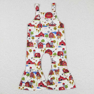 Farm Animals Red House Beige Girls Jumpsuit