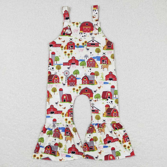 Farm Animals Red House Beige Girls Jumpsuit