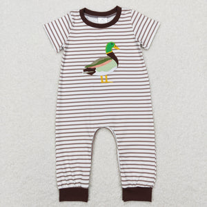 Duck Stripe Brown Boys Summer Romper