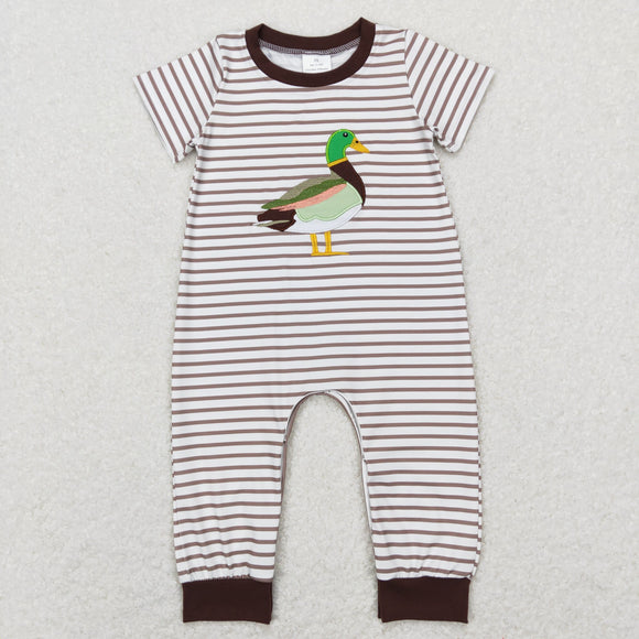 Duck Stripe Brown Boys Summer Romper