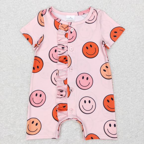 Smile Ruffles Pink Girls Summer Romper