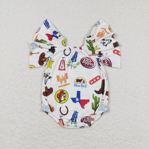 Cactus Rodeo White Girls Summer Romper