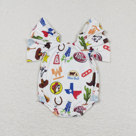 Cactus Rodeo White Girls Summer Romper