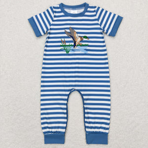 Duck Blue Stripe Boys Summer Romper