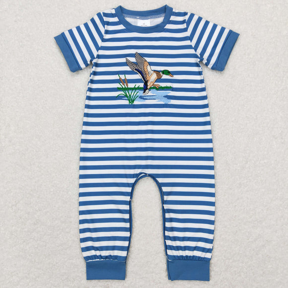 Duck Blue Stripe Boys Summer Romper