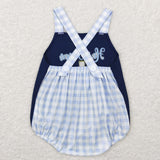 He is Risen Plaid Navy Boys Easter Romper