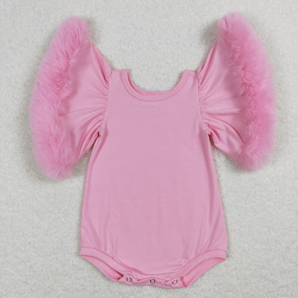 Solid Pink Girls Fall Romper