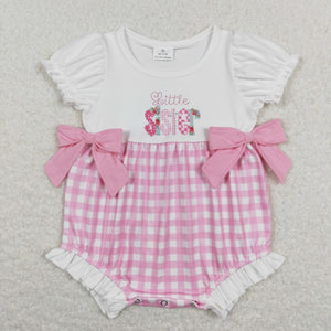 Little Sister Pink Plaid Girls Summer Romper